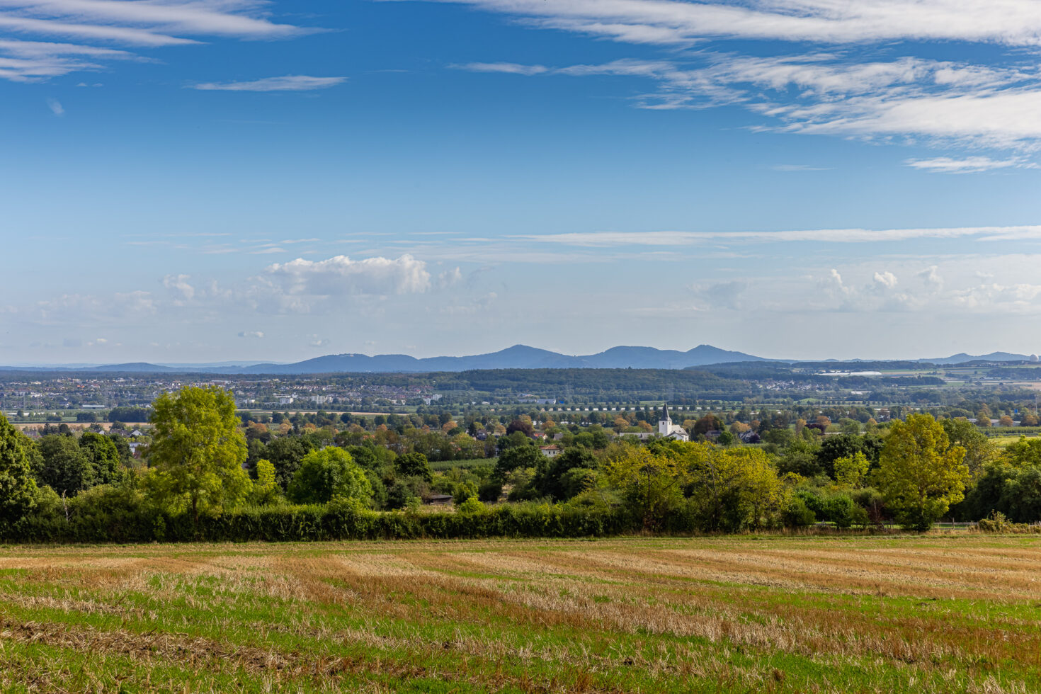Blick in die Ebene unterhalb der Tomburg und auf das Siebengebirge