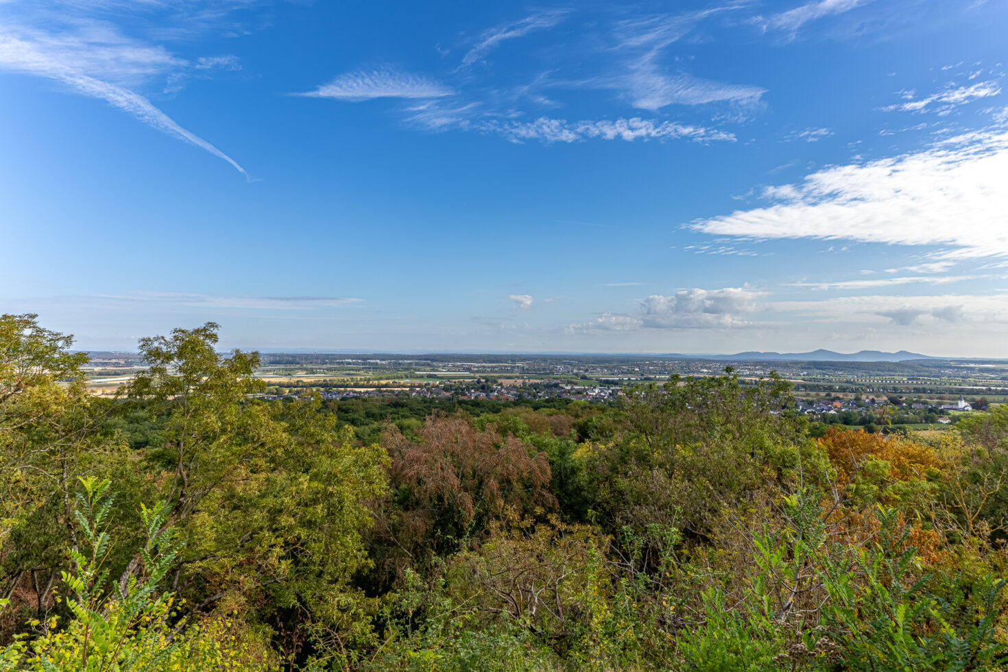 Blick vom Gel&auml;nde der Tomburg auf die Ebene und das Siebengebirge